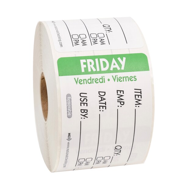 National Checking 2X3 Trilingual Item-Date-Use By Friday Green, PK500